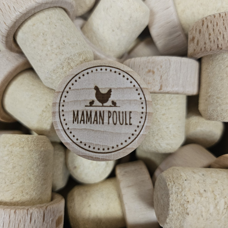 Bouchon de vin gravé "Maman poule" Bouchon de vin gravé "Maman poule"
