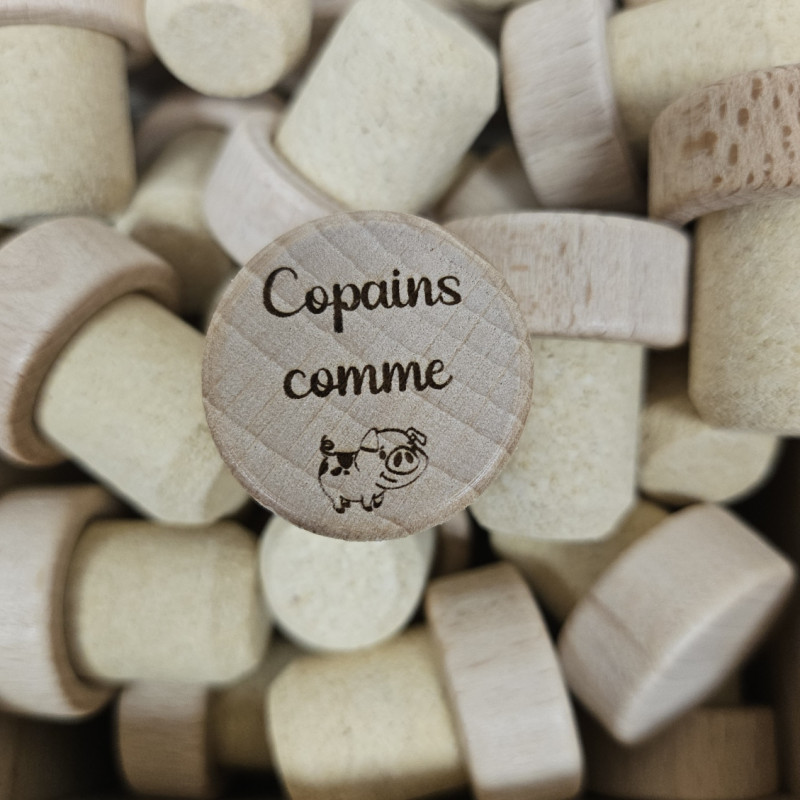 Bouchon de vin personnalisé "Copains comme cochons" Bouchon de vin personnalisé "Copains comme cochons"