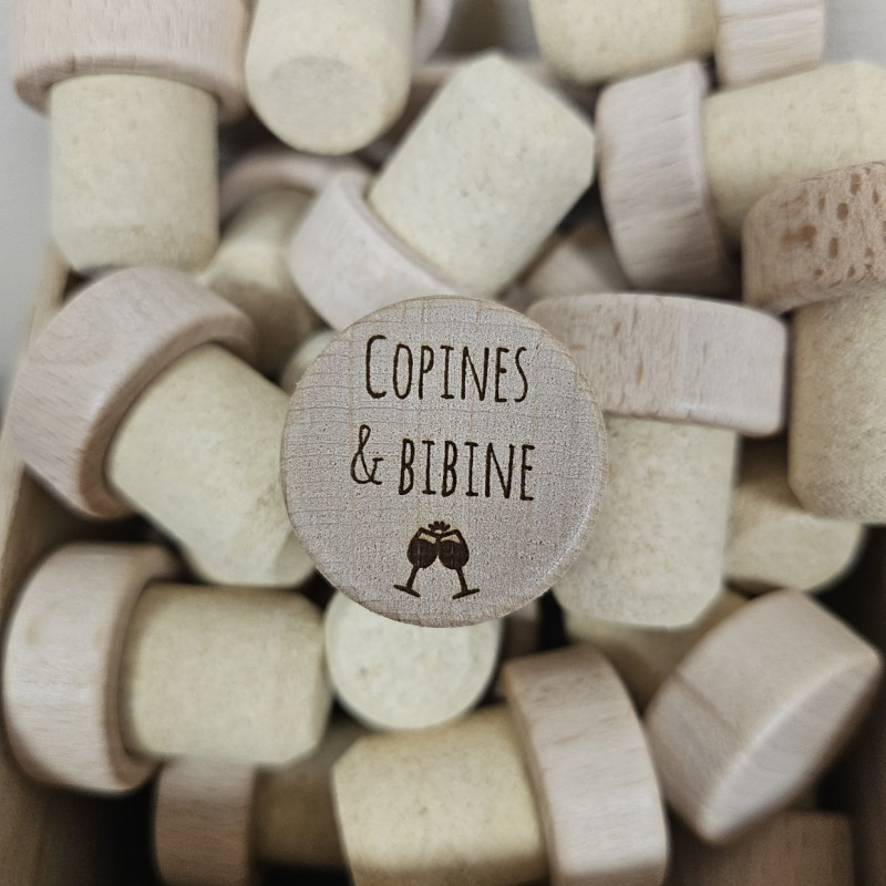 Bouchon de vin gravé "Copines et bibine" Bouchon de vin gravé "Copines et bibine"