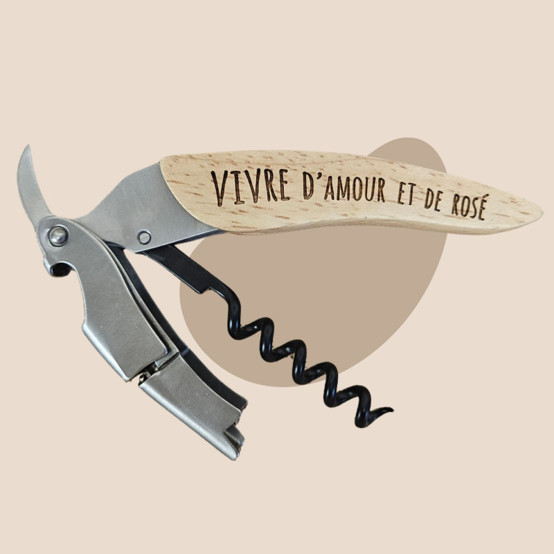Tire-bouchons personnalisé "Vivre d'amour et de rosé" Tire-bouchons personnalisé "Vivre d'amour et de rosé"