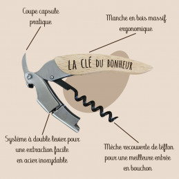 Tire-bouchons personnalisé "La clé du bonheur" avec description