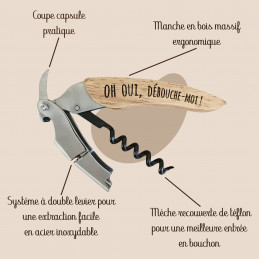 Tire-bouchons personnalisé "Oh oui, débouche-moi" avec description