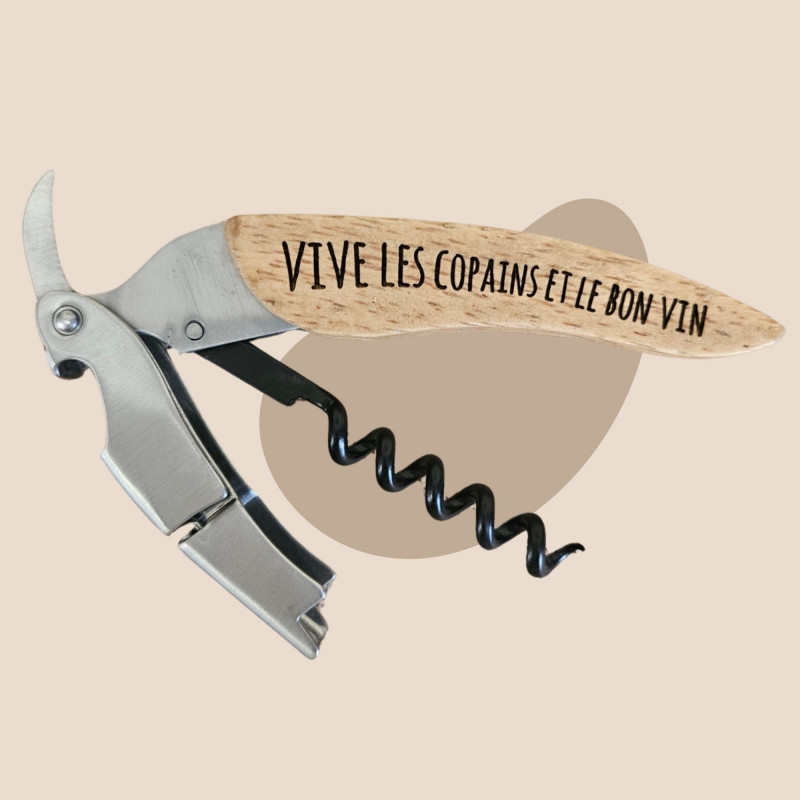 Tire-bouchons personnalisé "Vive les copains et le bon vin"