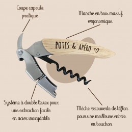 Tire-bouchons personnalisé "Potes et apéro" avec description