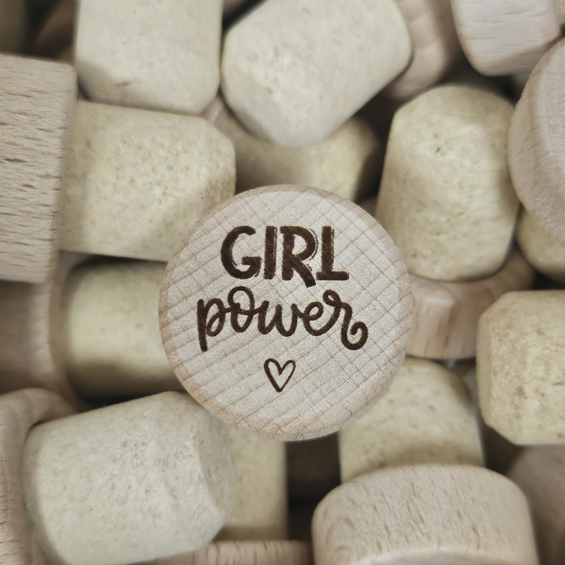 Bouchon de vin gravé "Girl power"