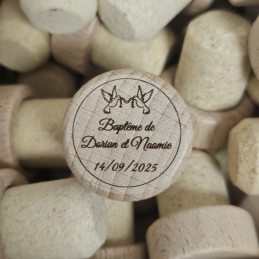 Bouchon de vin personnalisé pour Baptême
