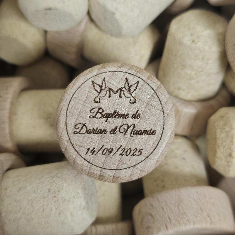 Bouchon de vin personnalisé pour Baptême